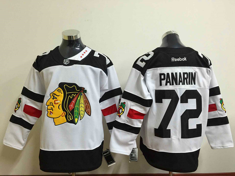 NHL Chicago Blackhawks #72 Panarin White Jersey Black Number