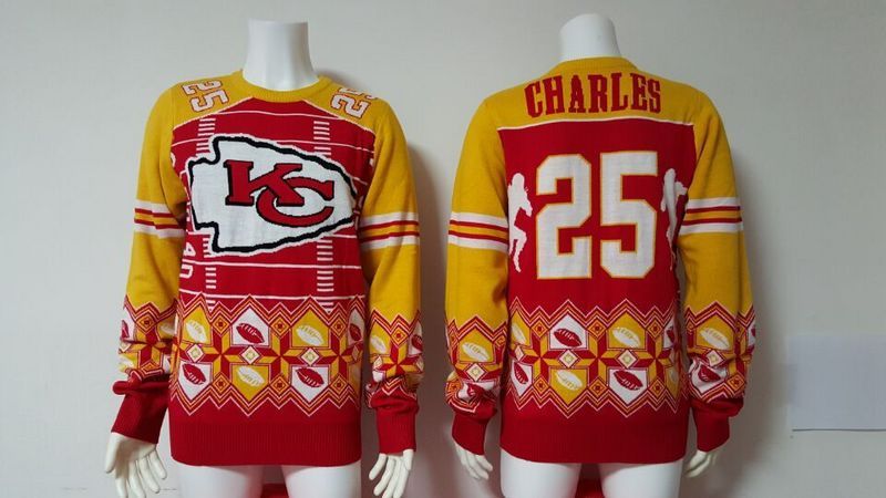 NFL Kansas City chiefs #25 Charles Red Sweater