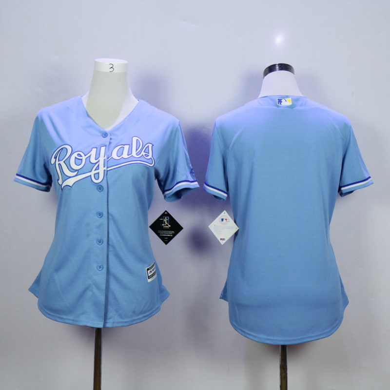 Women MLB Kansas City Royals Blank L.Blue Majestic Jersey