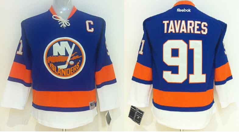 New York Islanders #91 John Tavares Blue Kids Jersey