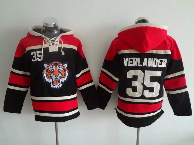 MLB Detroit Tigers #35 Verlander Black Hoodie