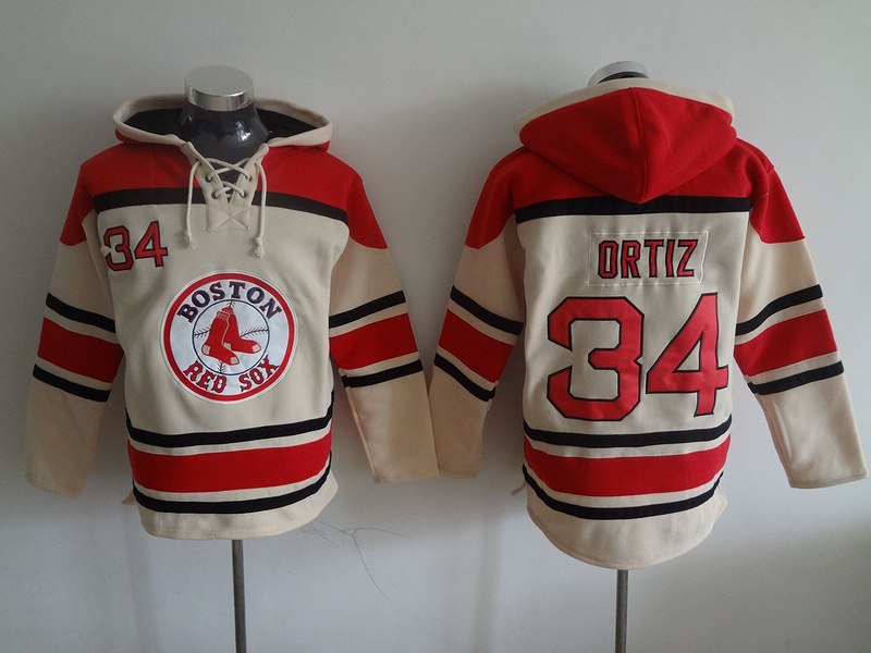 MLB Boston Red Sox #34 Ortiz Cream Hoodie