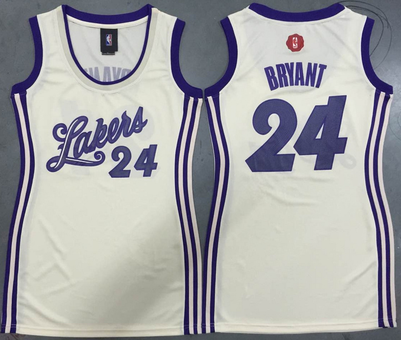 Women NBA Los Angeles Lakers #24 Bryant White Jersey Dress