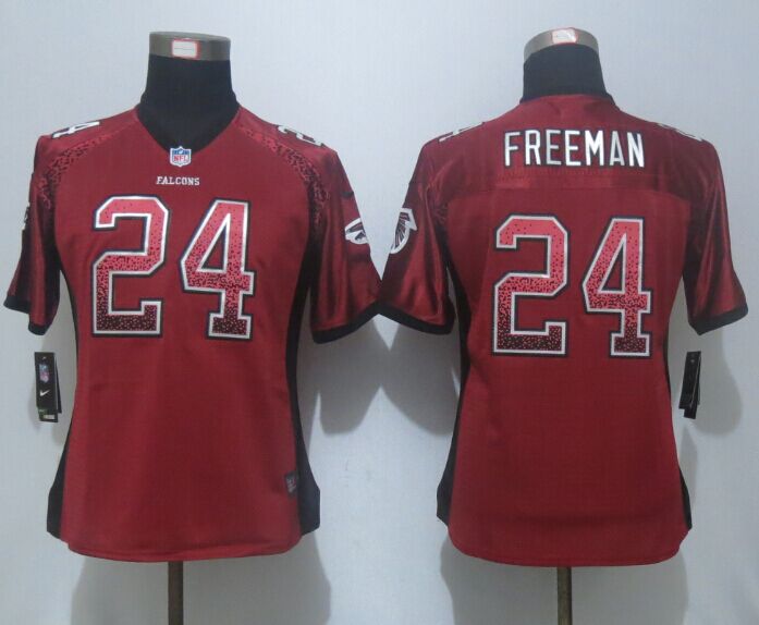 Women  New Nike Atlanta Falcons 24 Freeman Drift Fashion Red Elite Jerseys