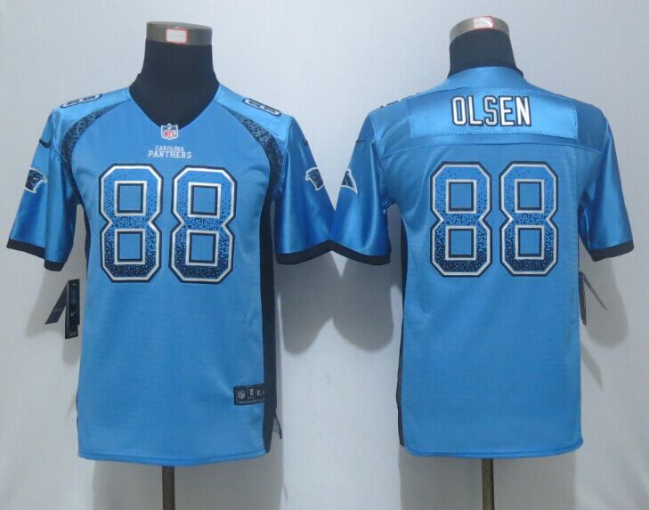 Youth  NEW Nike Carolina Panthers  88 Olsen Drift Fashion Blue Elite Jerseys