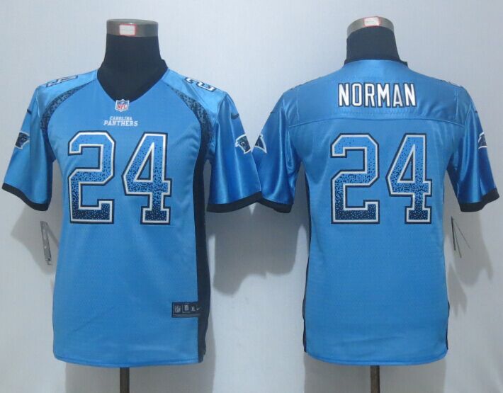 Youth  NEW Nike Carolina Panthers  24 Norman Drift Fashion Blue Elite Jerseys