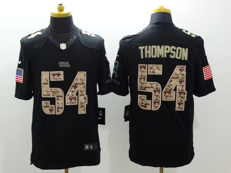 Nike Carolina Panthers #54 Thompson Black Limited Salute to Service Jersey