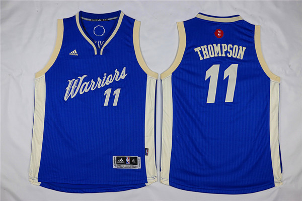 Youth NBA Golden State warriors #11 Thompson Blue 15-16 Christmas Jersey