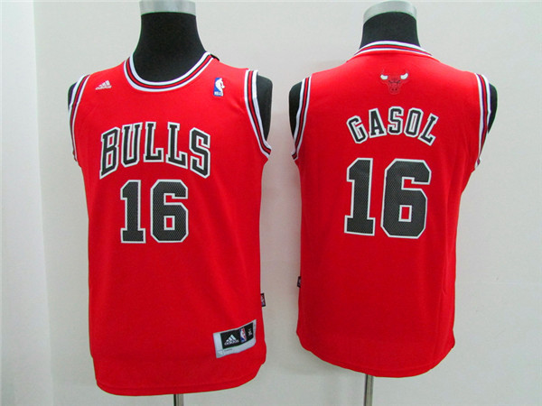 NBA Chicago Bulls #16 Gasol Red Kids Jersey