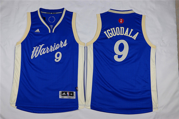 Youth NBA Golden State warriors #9 Iguodala Blue 15-16 Christmas Jersey