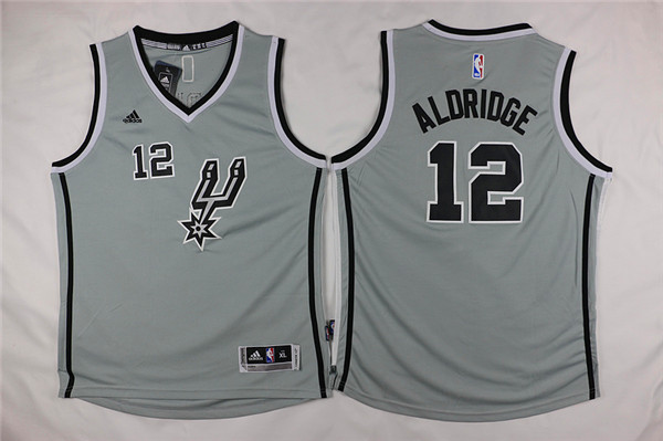 NBA San Antonio Spurs #12 Aldridge Grey Kids Jersey