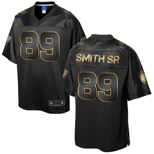 Mens Baltimore Ravens #89 Steve Smith Sr Pro Line Black Gold Collection Jersey