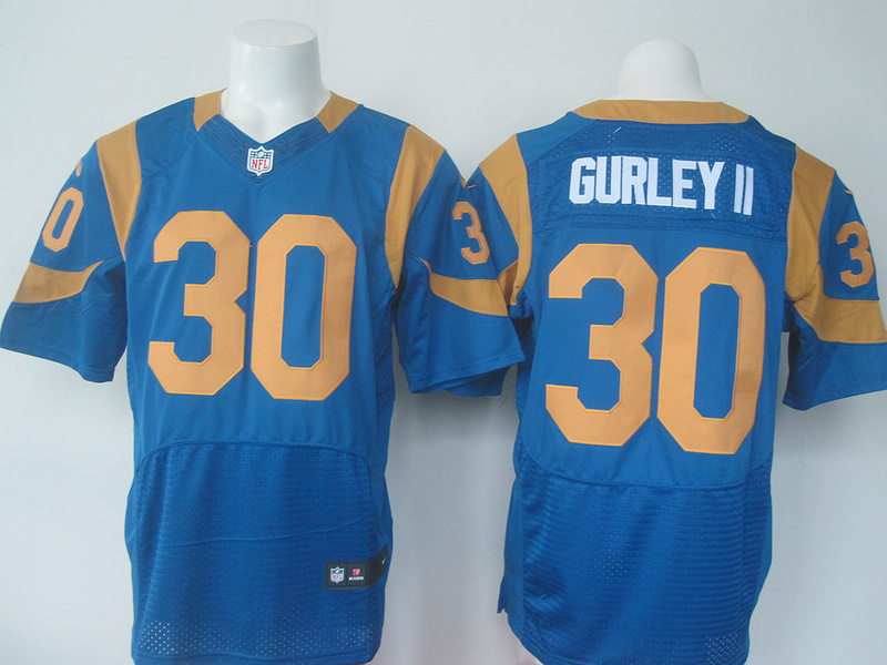 Nike St.Louis Rams #30 Gurley II Blue Throwback Color Elite Jersey