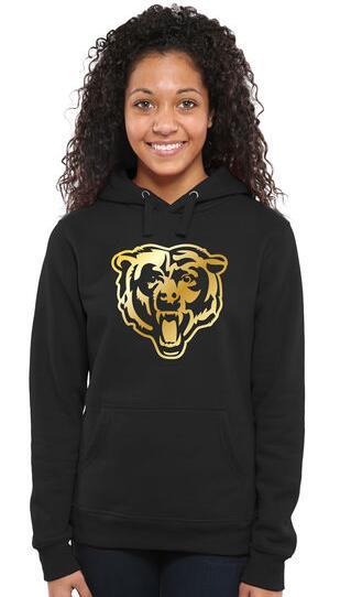 Womens Chicago Bears Pro Line Black Gold Collection Pullover Hoodie 