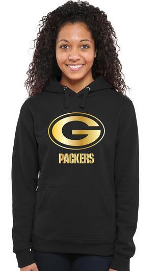 Womens Green Bay Packers Pro Line Black Gold Collection Pullover Hoodie 