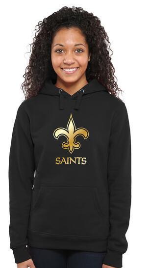 Womens New Orleans Saints Pro Line Black Gold Collection Pullover Hoodie 