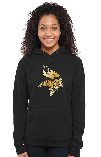 Womens Minnesota Vikings Pro Line Black Gold Collection Pullover Hoodie 