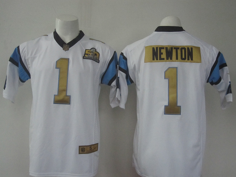 NFL Carolina Panthers #1 Newton White 50th Anniversary Jersey