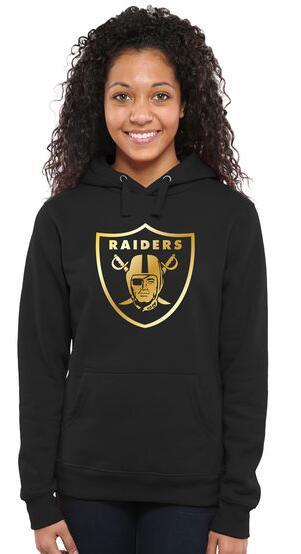 Womens Oakland Raiders Pro Line Black Gold Collection Pullover Hoodie 