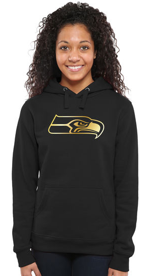 Womens Seattle Seahawks Pro Line Black Gold Collection Pullover Hoodie 