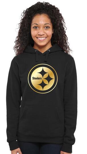 Womens Pittsburgh Steelers Pro Line Black Gold Collection Pullover Hoodie 