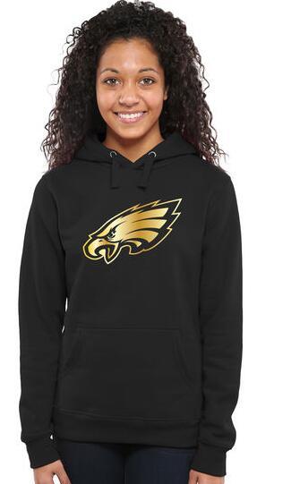 Womens Philadelphia Eagles Pro Line Black Gold Collection Pullover Hoodie 