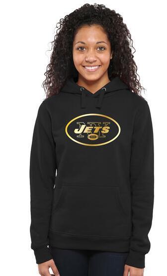 Womens New York Jets Pro Line Black Gold Collection Pullover Hoodie 