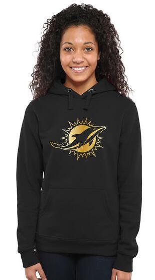 Womens Miami Dolphins Pro Line Black Gold Collection Pullover Hoodie 