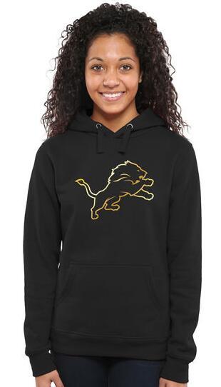 Womens Detroit Lions Pro Line Black Gold Collection Pullover Hoodie 