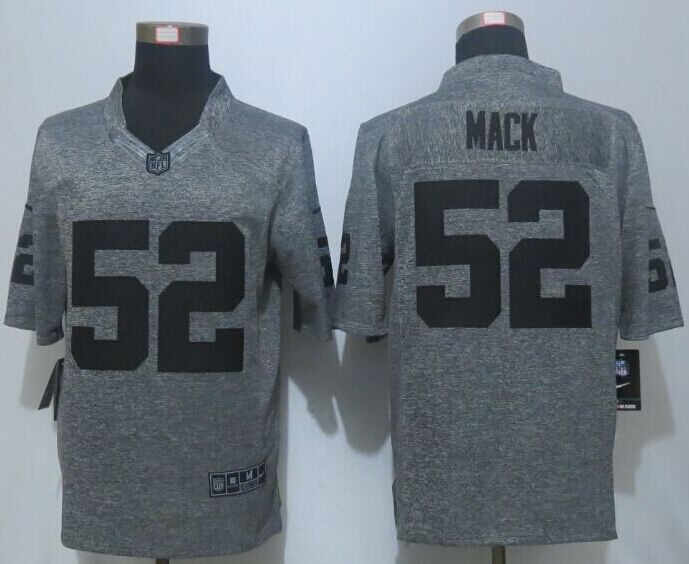 New Nike Oakland Raiders 52 Mack Gray Mens Stitched Gridiron Gray Limited Jersey