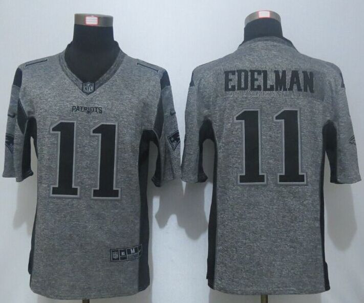 New Nike New England Patriots 11 Edelman Gray Mens Stitched Gridiron Gray Limited Jersey