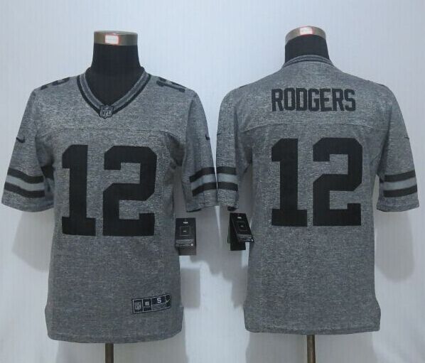 New Nike Green Bay Packers 12 Rodgers Gray Mens Stitched Gridiron Gray Limited Jersey  