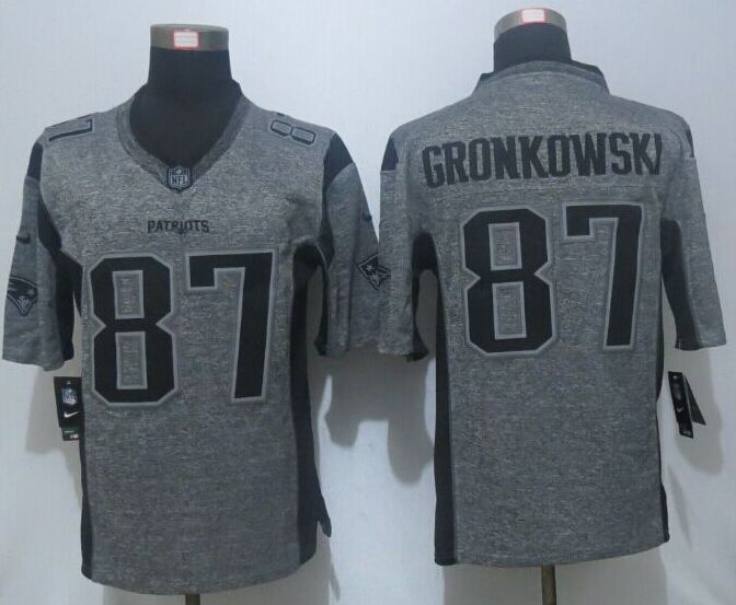 New Nike New England Patriots 87 Gronkowski Gray Mens Stitched Gridiron Gray Limited Jersey