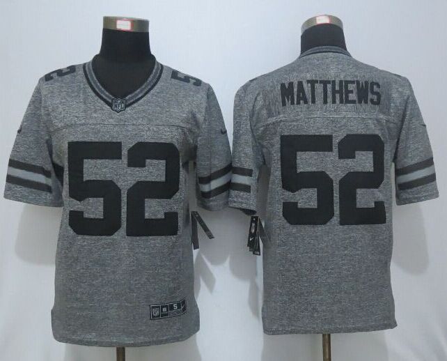 New Nike Green Bay Packers 52 Matthews Gray Mens Stitched Gridiron Gray Limited Jersey  