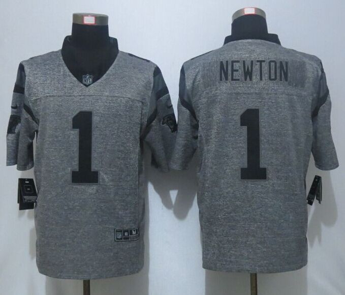 NEW Nike Carolina Panthers 1 Newton Gray Mens Stitched Gridiron Gray Limited Jersey  