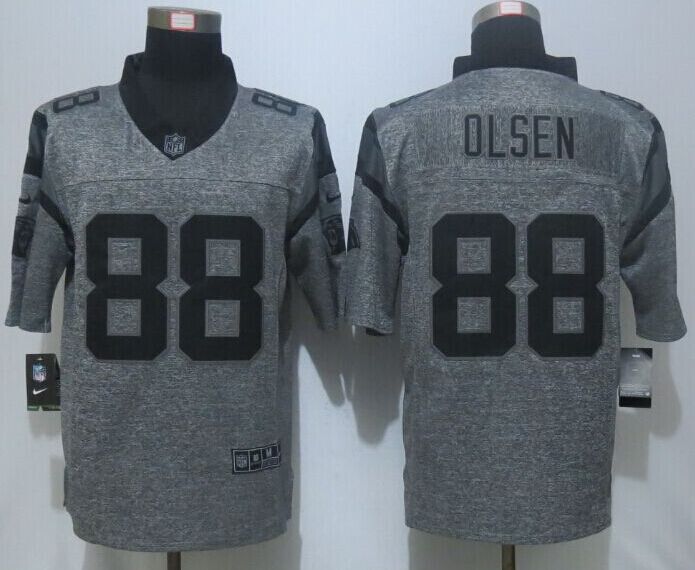 NEW Nike Carolina Panthers 88 Olsen Gray Mens Stitched Gridiron Gray Limited Jerseys  