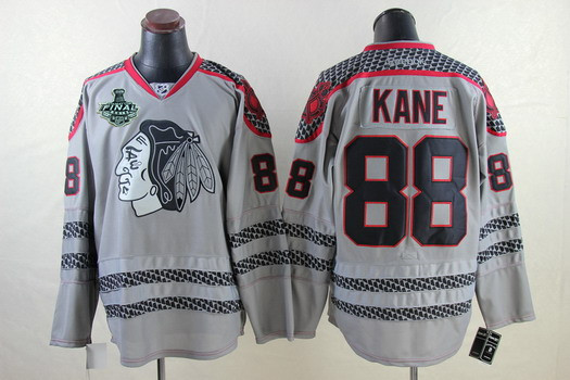 Mens Chicago Blackhawks #88 Patrick Kane 2015 Stanley Cup Charcoal Gray Jersey