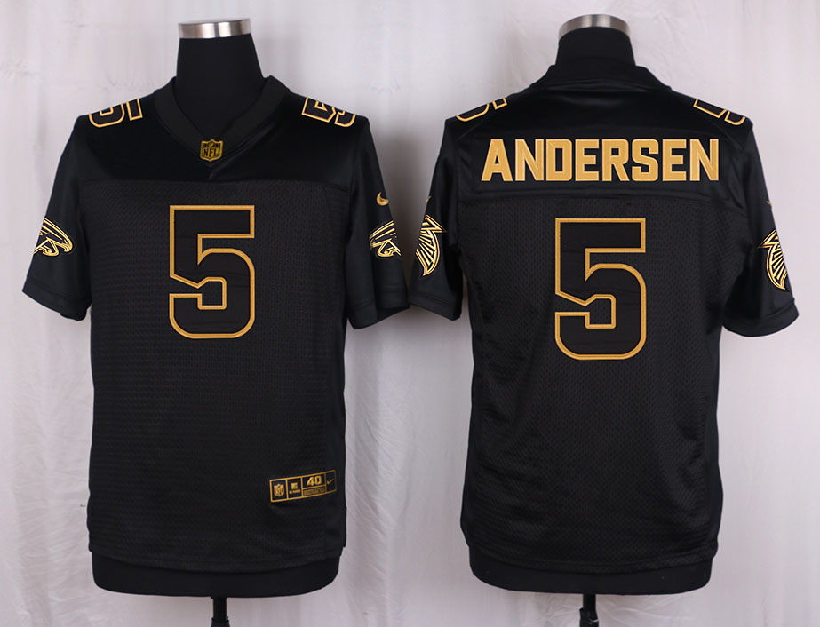 Mens Atlanta Falcons #5 Andersen Pro Line Black Gold Collection Jersey