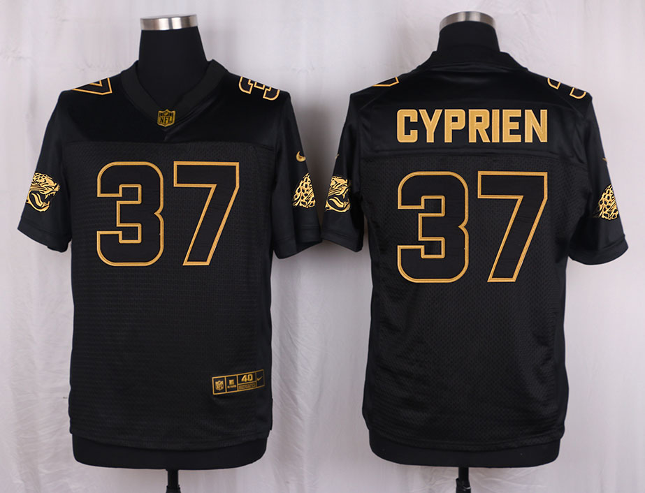 Mens Jacksonville Jaguars #37 Cyprien Pro Line Black Gold Collection Jersey