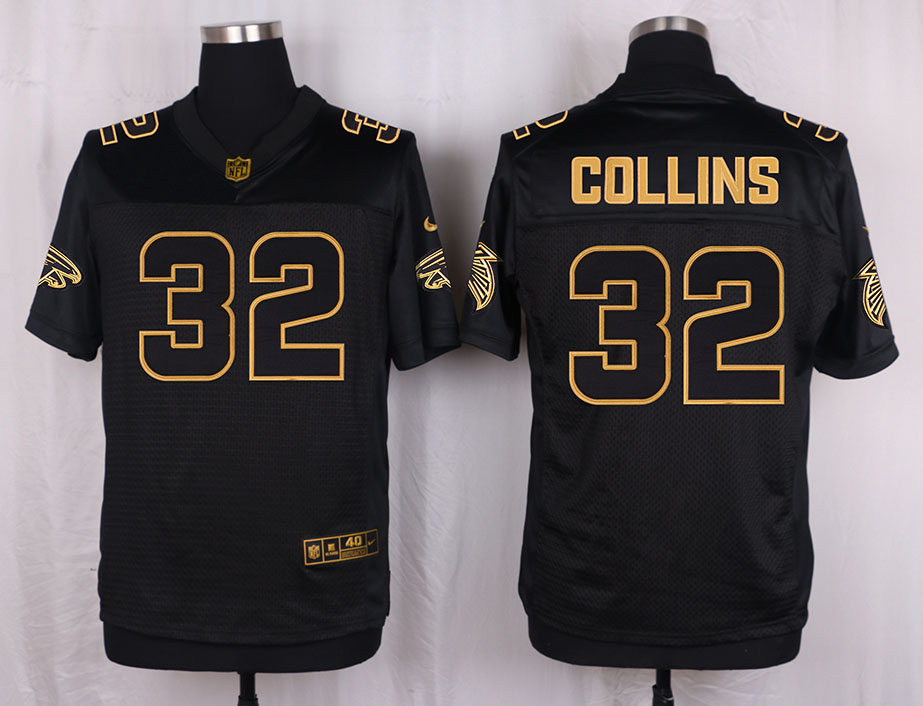 Mens Atlanta Falcons #32 Collins Pro Line Black Gold Collection Jersey