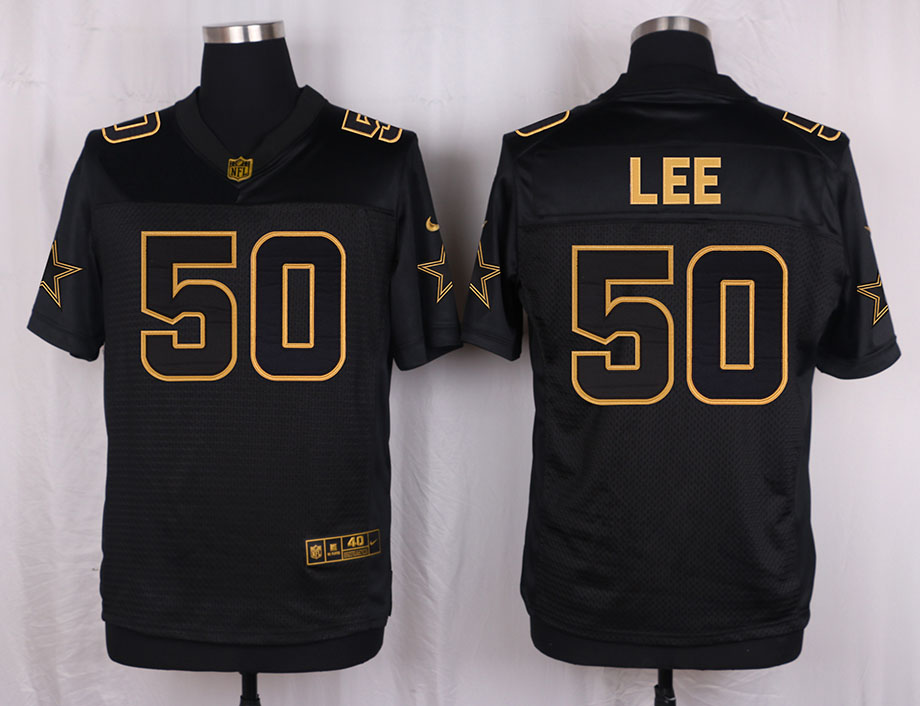 Mens Dallas Cowboys #50 Lee Pro Line Black Gold Collection Jersey