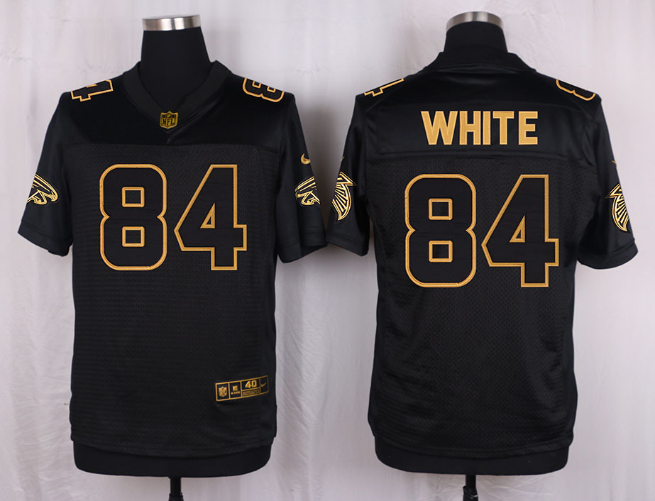 Mens Atlanta Falcons #84 White Pro Line Black Gold Collection Jersey
