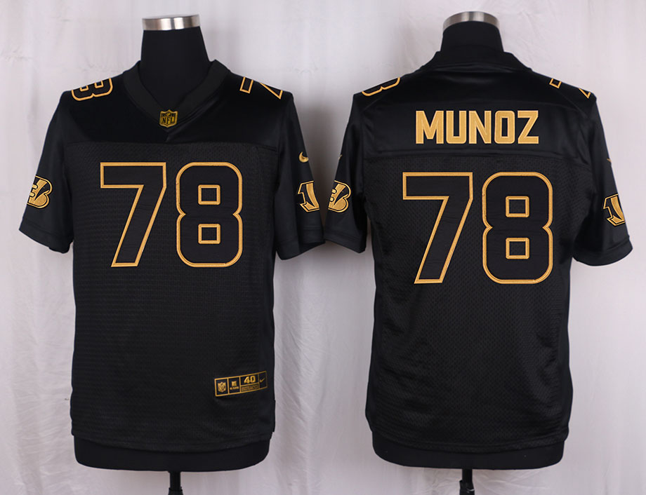 Mens Cincinnati Bengals #78 Munoz Pro Line Black Gold Collection Jersey