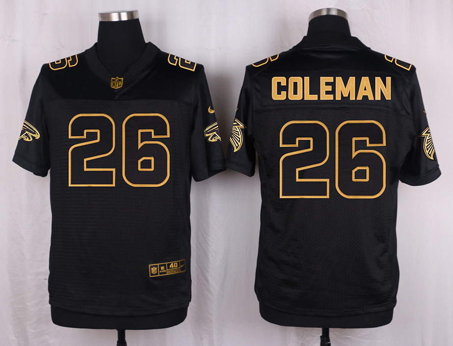 Mens Atlanta Falcons #26 Coleman Pro Line Black Gold Collection Jersey