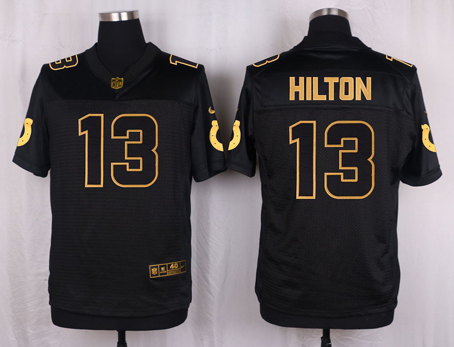 Mens Indianapolis Colts #13 Hilton Pro Line Black Gold Collection Jersey