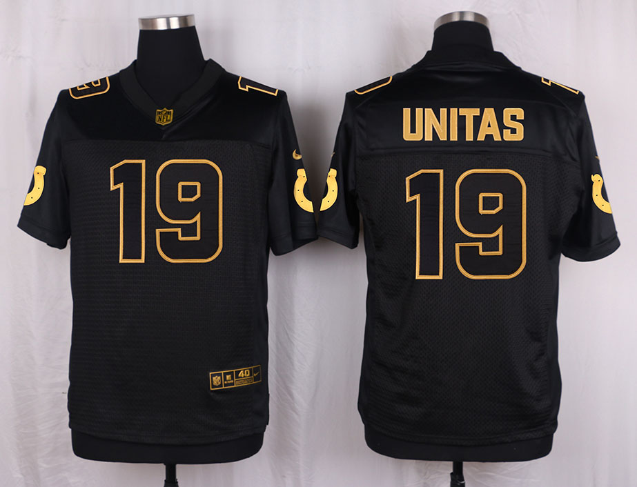 Mens Indianapolis Colts #19 Unitas Pro Line Black Gold Collection Jersey