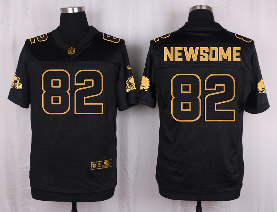 Mens Cleveland Browns #82 Newsome Pro Line Black Gold Collection Jersey