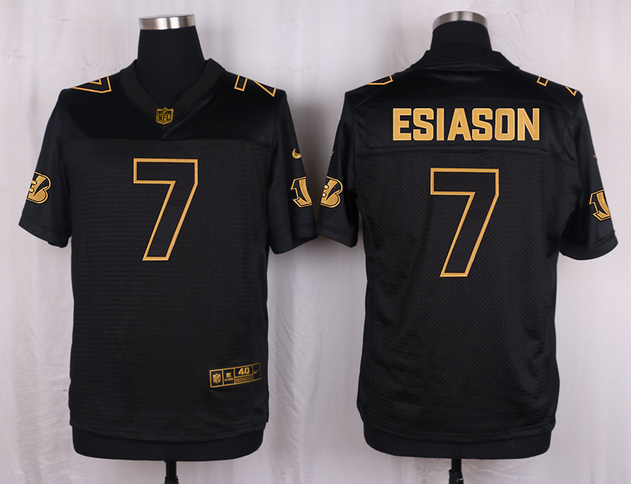 Mens Cincinnati Bengals #7 Esiason Pro Line Black Gold Collection Jersey