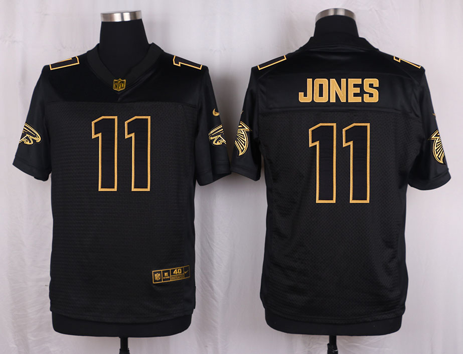 Mens Atlanta Falcons #11 Jones Pro Line Black Gold Collection Jersey