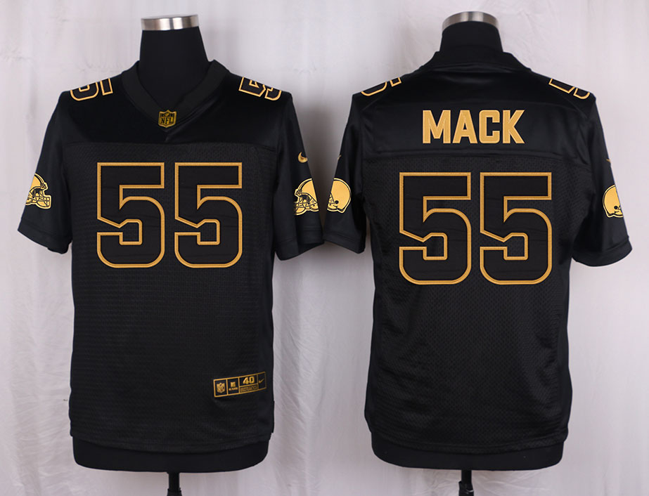 Mens Cleveland Browns #55 Mack Pro Line Black Gold Collection Jersey